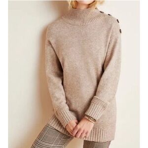 Anthropologie Button Turtleneck Tunic Sweater